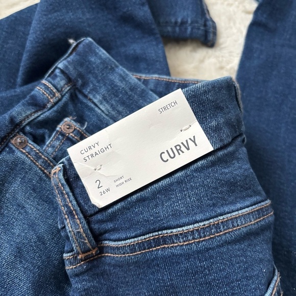 NWT American Eagle Women's Size 2/26 Short Blue Stretch Curvy Straight Jeans - Picture 3 of 6